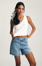 Rose & Lee Co Heidi Long Jean Shorts, Light Brushed Classic Blue by Mavi Jeans Denim Shorts
