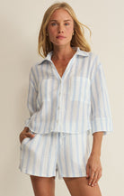 Rose & Lee Co Helena Striped Top, Sea Salt by Z Supply short sleeve