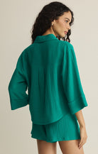 Rose & Lee Co Helena Top, Rainforest by Z Supply short sleeve