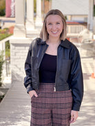 Black Faux Leather Zip Up Jacket