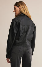 Black Faux Leather Zip Up Jacket