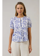 Rose & Lee Co Hiller Top, White/Navy Work Tops