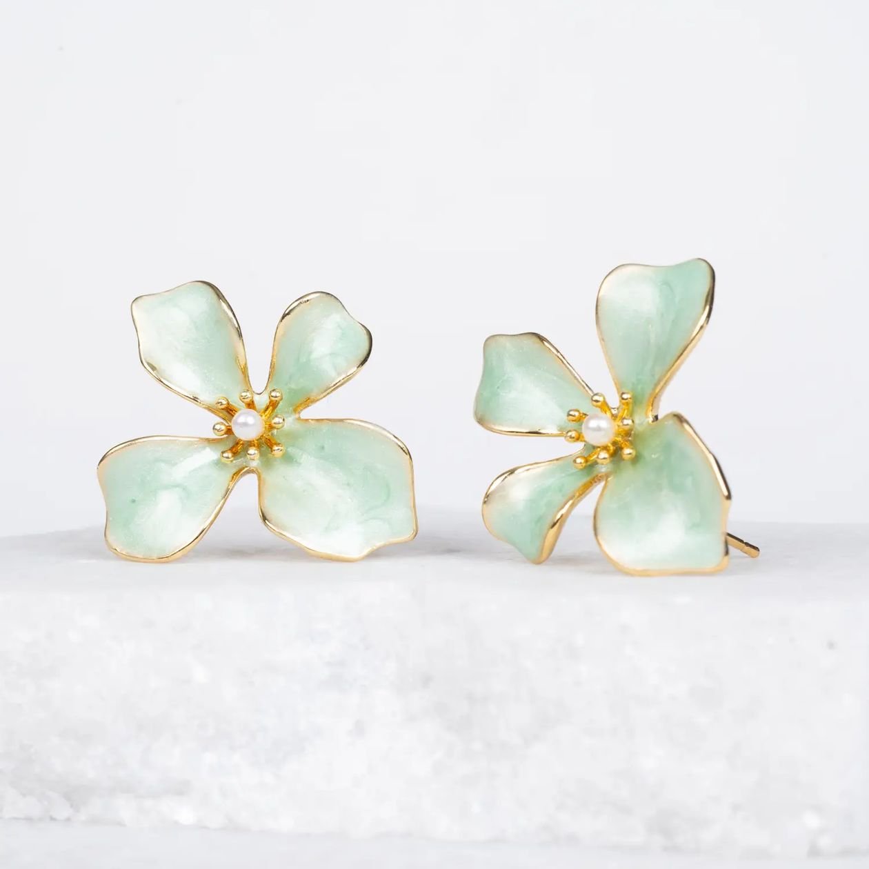 Rose & Lee Co Hope In Bloom Earrings, Mint Earrings