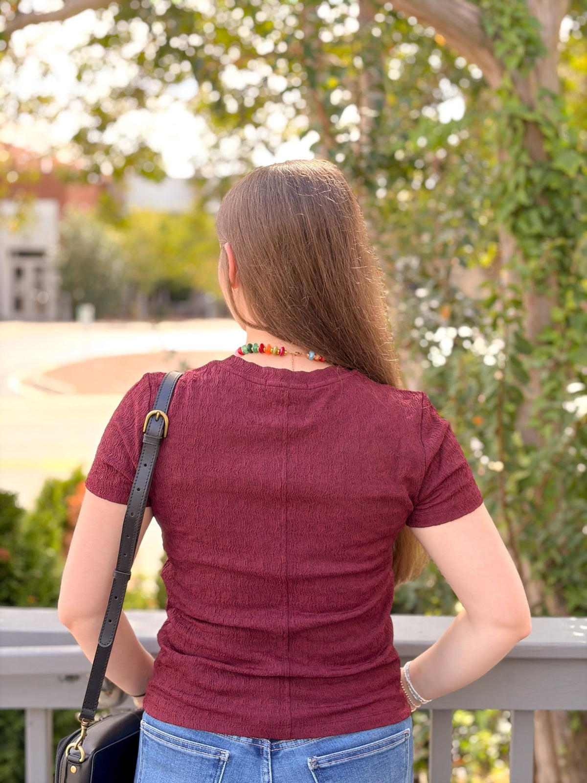 Rose & Lee Co Icon Textured Tee, Bordeaux by Sanctuary short sleeve