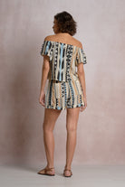 Off The Shoulder Aztec Printed Short Sleeve Top