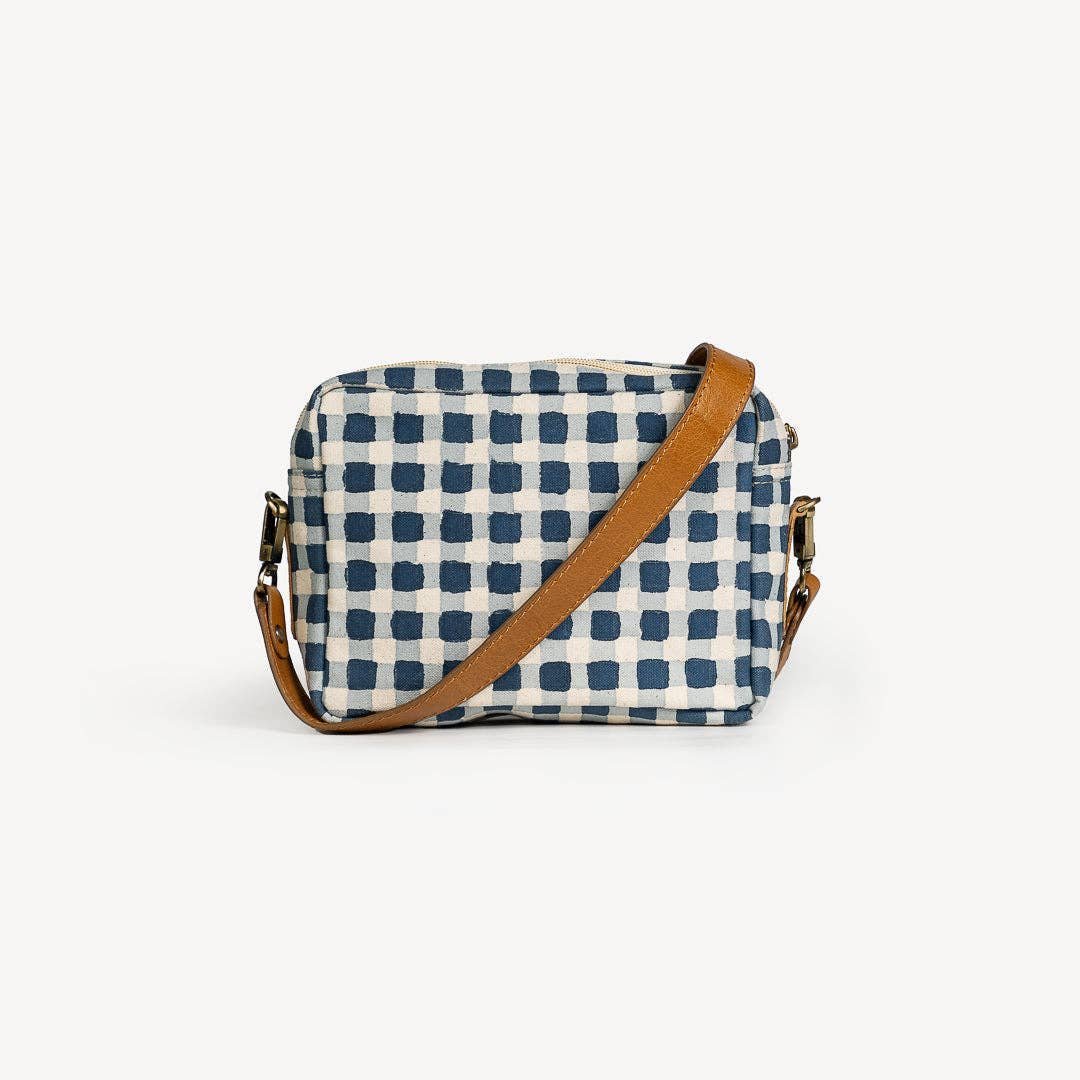 Rose & Lee Co Camera Bag, Indigo Gingham Bags