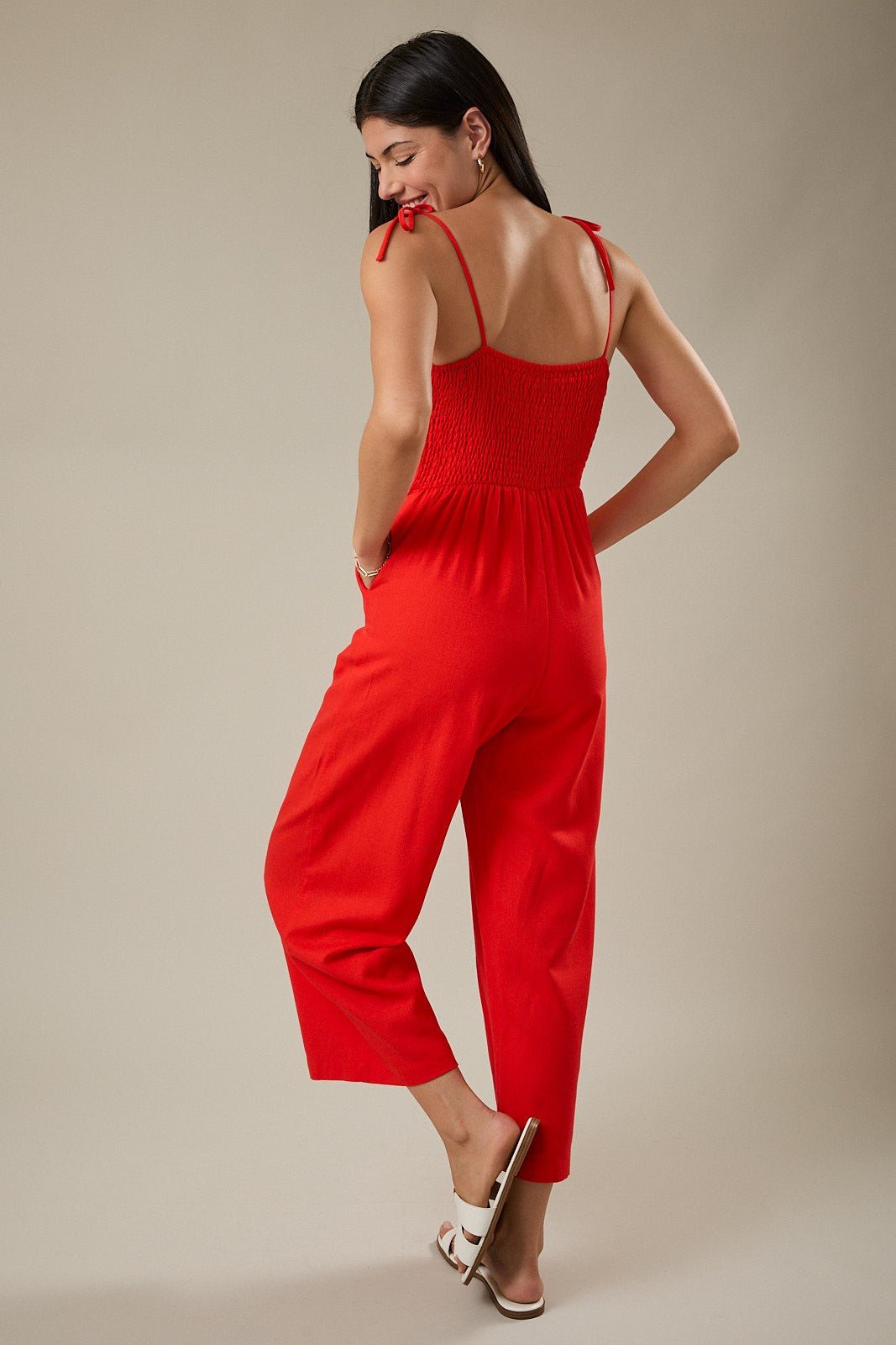 Rose & Lee Co Isabela Jumpsuit, Coral Red Jumpsuit