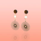 Rose & Lee Co Isela Sun Burst Earrings, Brown + Pink Jade Earrings