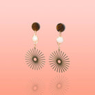 Sun Burst Earrings, Brown + Pink Jade