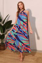 abstract print dress, midi length