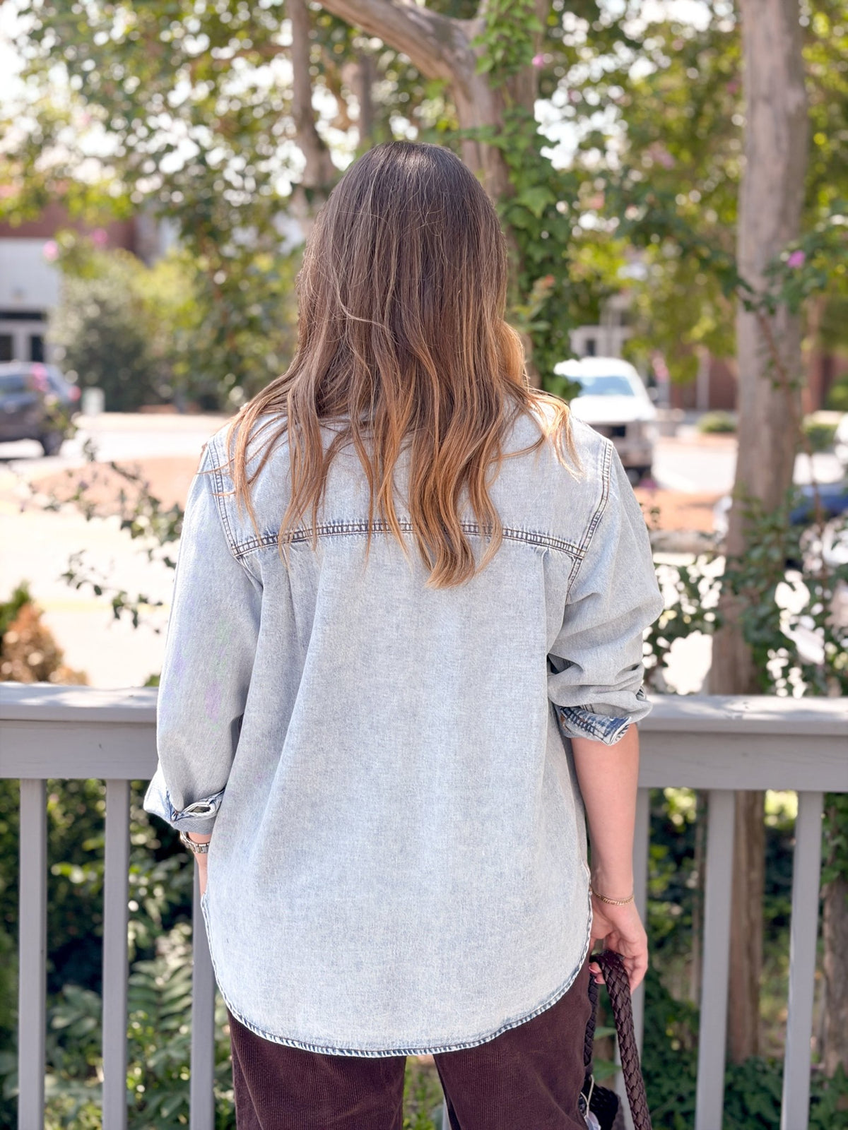 Rose & Lee Co Jane Denim Top, Medium Wash by Marine Layer Long Sleeve