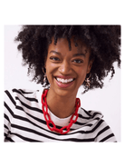 Rose & Lee Co Jenna Chain Link Beaded Necklace, Red Necklaces