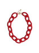 Rose & Lee Co Jenna Chain Link Beaded Necklace, Red Necklaces