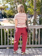 Rose & Lee Co Asher Tee, Pink/Burgundy Stripe short sleeve