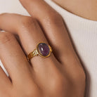 Rose & Lee Co Jett Stone Ring, 18k Gold Rings