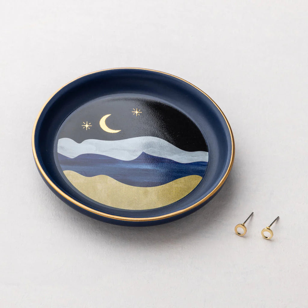 Jewelry Dish & Stud Earring Set, Moonlight/Midnight Blue