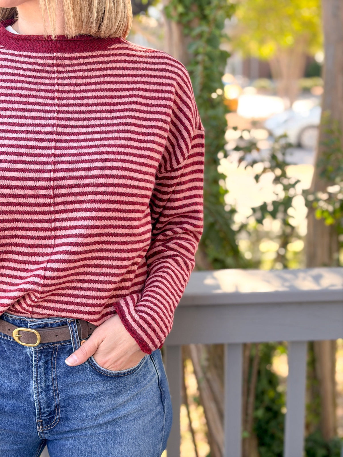 Rose & Lee Co Jodie Top, Burgundy Long Sleeve