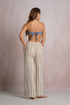 Blue Striped Elastic Waistband Resort Pants