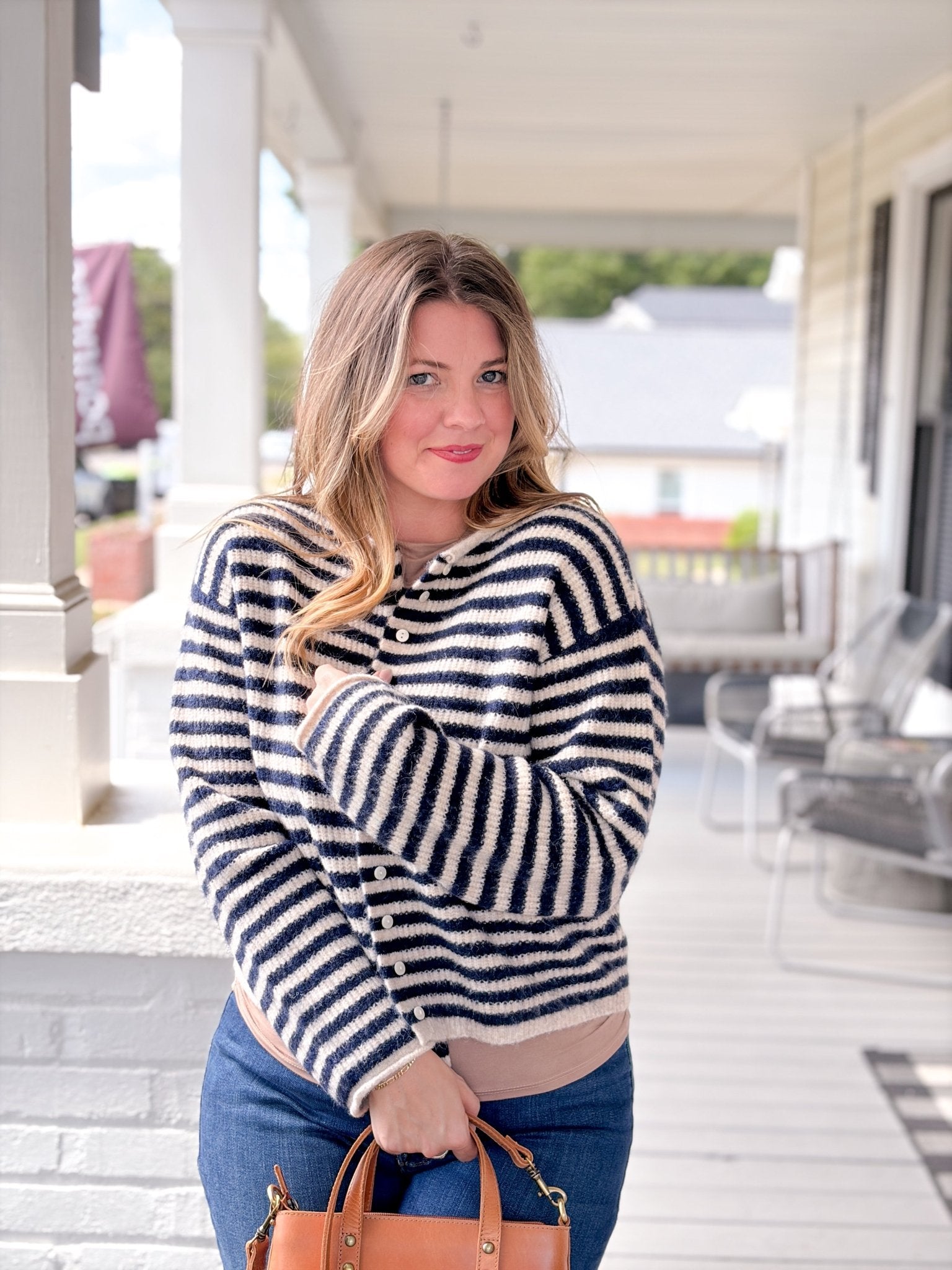 Rose & Lee Co Jolie Cardigan, Navy/Oat Cardigan