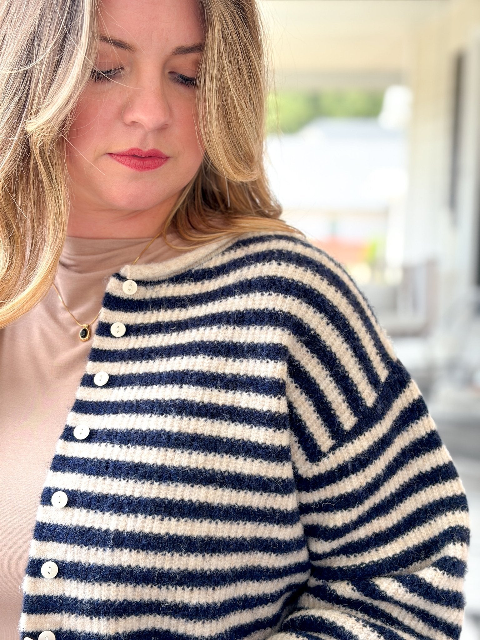 Rose & Lee Co Jolie Cardigan, Navy/Oat Cardigan