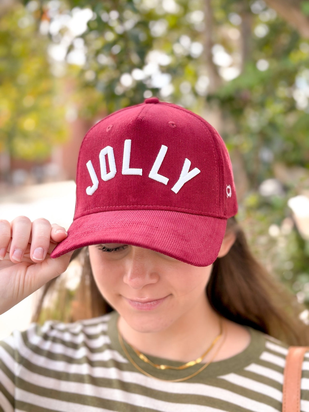 Rose & Lee Co JOLLY Micro-Corduroy Hat, Maroon/White Accessories