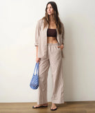 Rose & Lee Co Josie Pants, Mocha Stripe by Marine Layer Pants