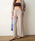 Rose & Lee Co Josie Pants, Mocha Stripe by Marine Layer Pants