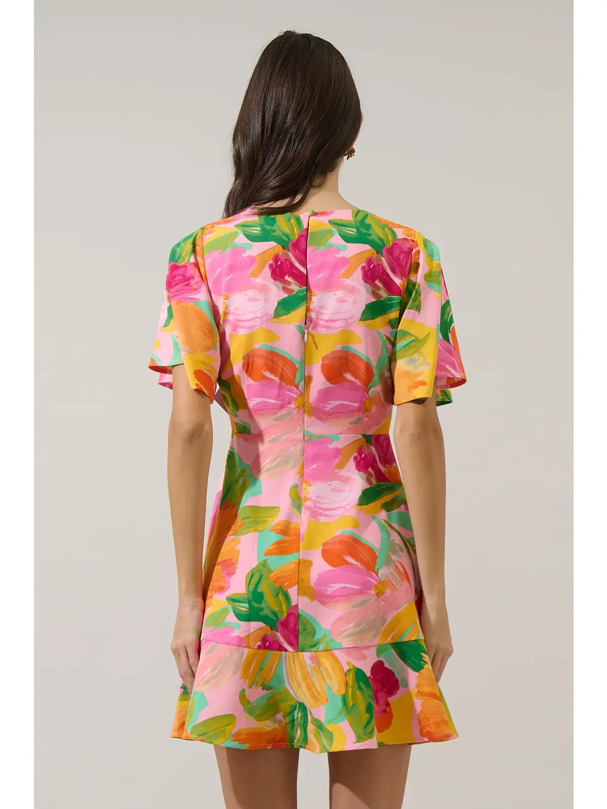 Multi-Colored Floral Mini Dress