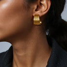 Wide Ribbed Hoop Earrings