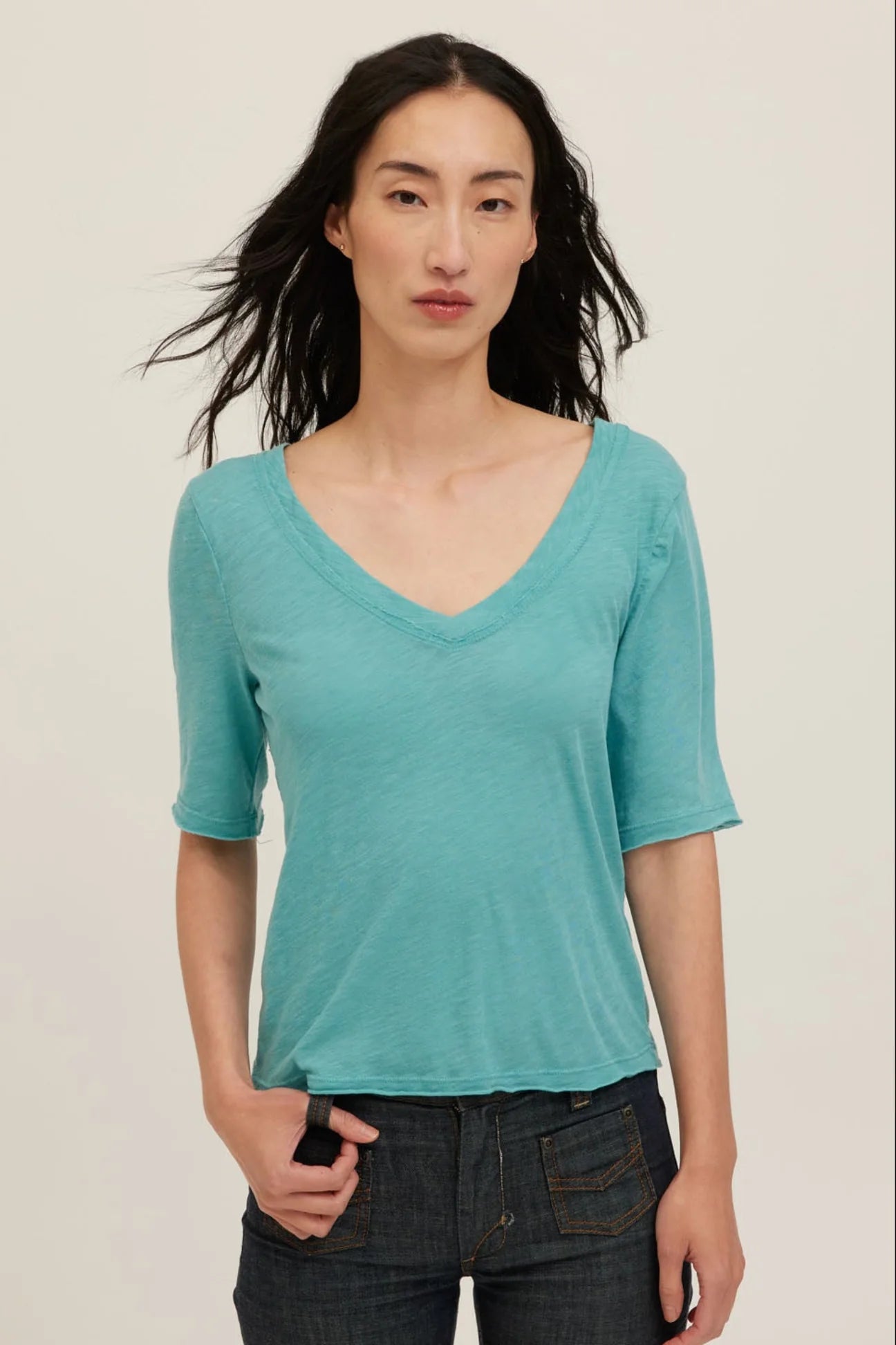 Rose & Lee Co Jude Top, Island Teal by Project Social T short sleeve