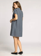 Charcoal Grey Button Front Mini Dress