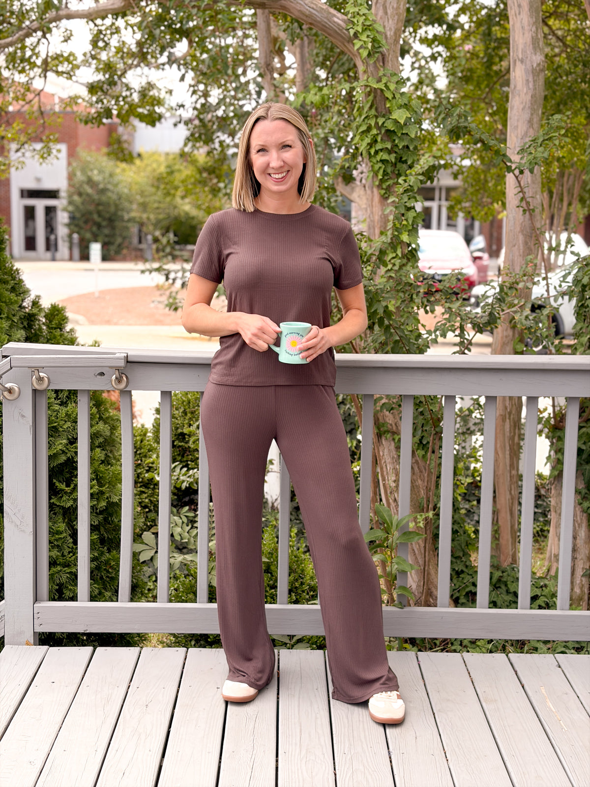 Rose & Lee Co Just Right Rib Tee, Cocoa Bean by Z Supply short sleeve