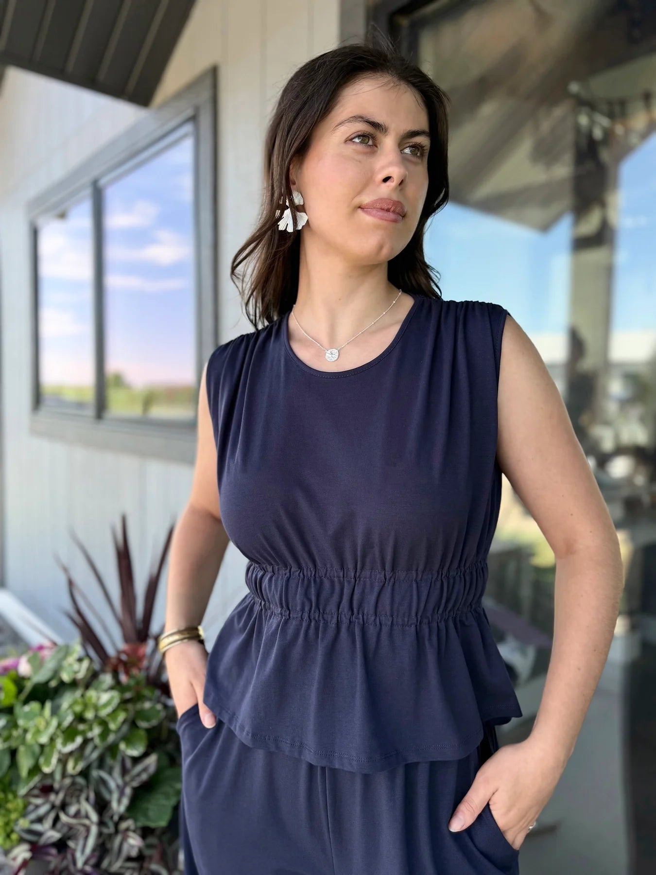 Navy Sleeveless Tank Top