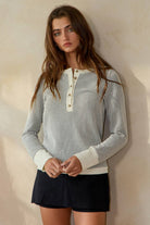 Black and White Striped Long Sleeve Top