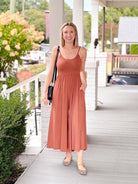 Brown Nutshell Sleeveless Wide Leg Jumpsuit