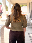 Rose & Lee Co Kansas Top, Deep Olive short sleeve