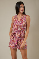Cream/Pink Multi Floral Sleeveless Romper