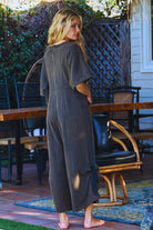 Short Sleeve Wide Leg Heavyweight Jumpsuit