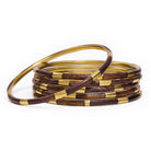 Rose & Lee Co Katherine Bangle Set of 6, Wood + Brass Bracelets