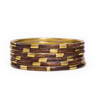 Rose & Lee Co Katherine Bangle Set of 6, Wood + Brass Bracelets