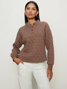 Brown Lightweight Quilted Pullover