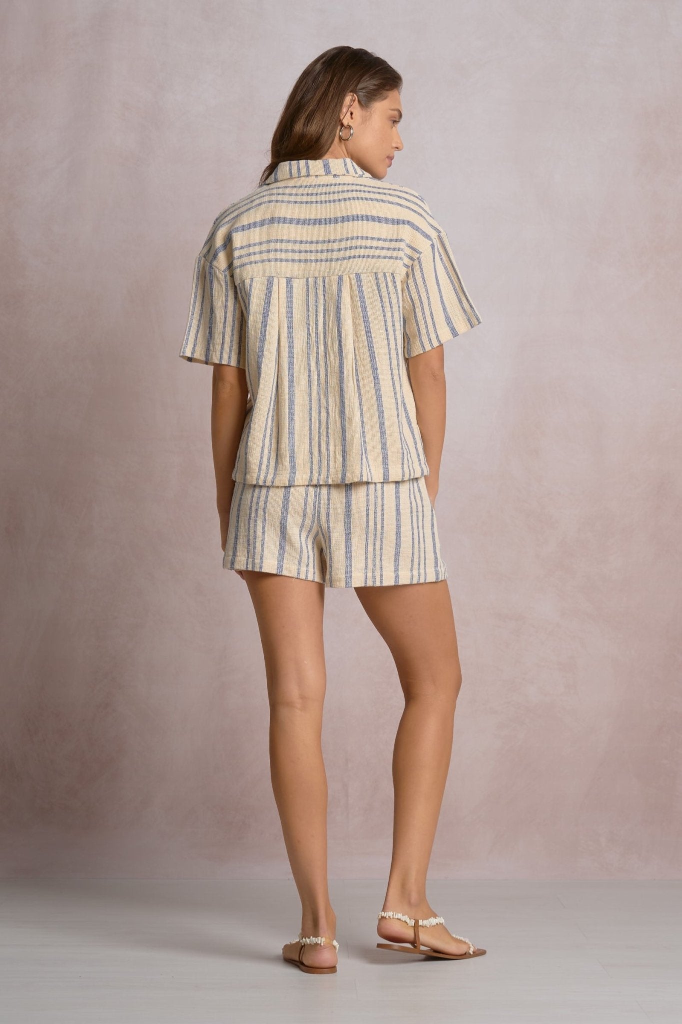 Rose & Lee Co Kayleigh Top, Blue Stripe short sleeve