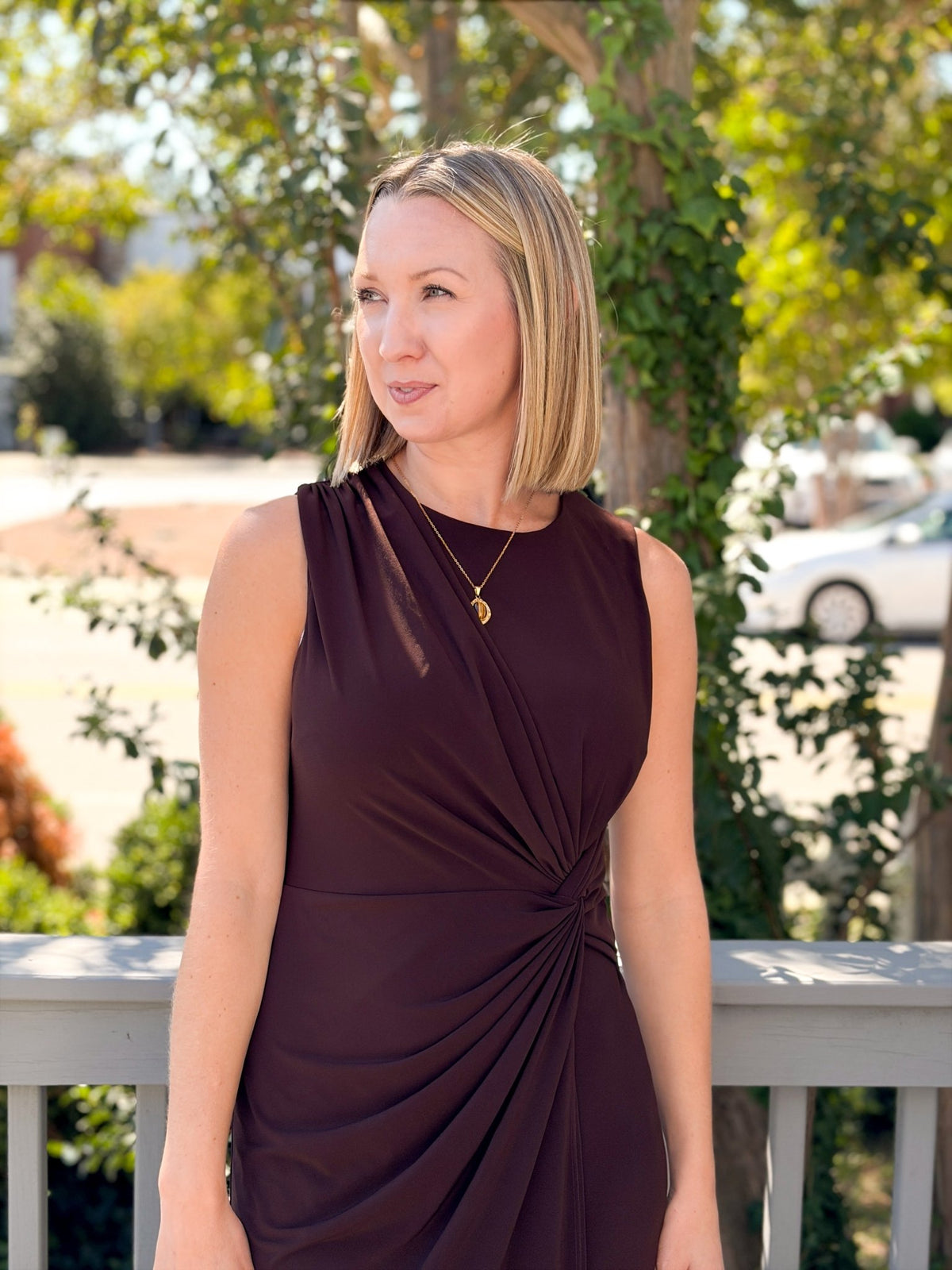 Rose & Lee Co Keilani Dress, Dark Brown Work Dress