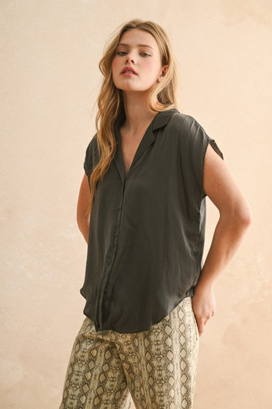 Charcoal Short Sleeve Work Top