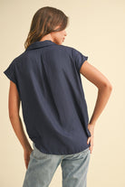 Rose & Lee Co Kelly Top, Navy Work Tops