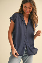 Rose & Lee Co Kelly Top, Navy Work Tops