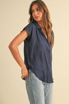 Rose & Lee Co Kelly Top, Navy Work Tops