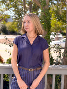 Rose & Lee Co Kelly Top, Navy Work Tops