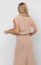 Cream Ribbed Turtleneck Top