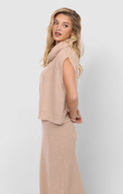 Cream Ribbed Turtleneck Top